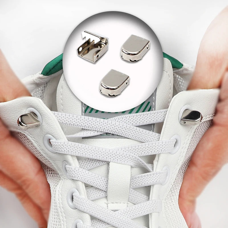 1 Paar Schnürsenkel ohne Binden, Metallschnallen, elastisch für Sneaker, Einheitsgröße für Erwachsene und Kinder, Schnell-Schnürsenkel, Lazy Sport Gummischnürsenkel
