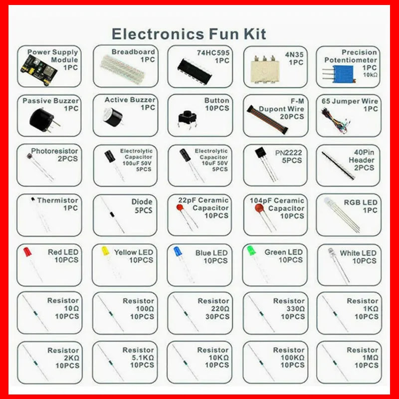 Start 830 Breadboard Kit MB-102 for UNO R3 Component Pack Beginner  Electronic Components Electrolytic Capacitor Resistor led - Shoppiline