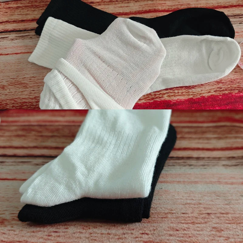 5/10/20 Pairs Neutral Solid Color Round Neck Socks Spring Summer Sweat Absorbing Breathable Comfortable All-season Sports Socks