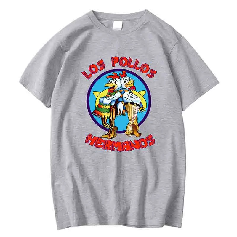 LOS POLLOS Hermanos Lustig bedrucktes T-Shirt Herren Mode Freizeit Kurzarm Sommer Baumwolle Atmungsaktives T-Shirt Hühnerbrüder Oberteile