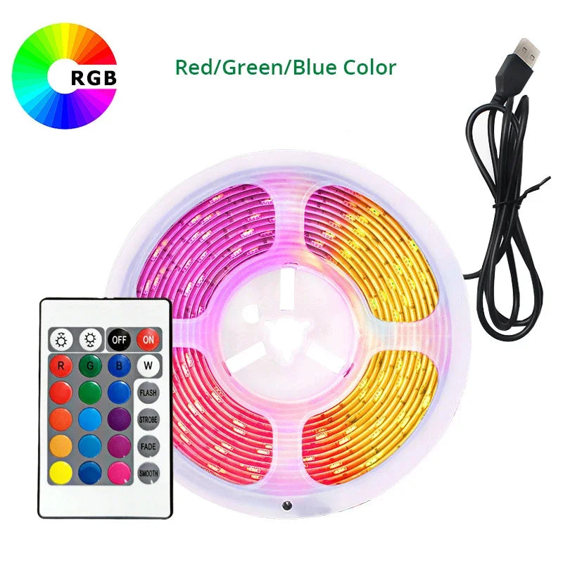 10M USB 2835 LED Strip Light RGB Remote Control Lights Flexible Lamp Tape Ribbon TV Desktop Screen Back Light Diode Tape