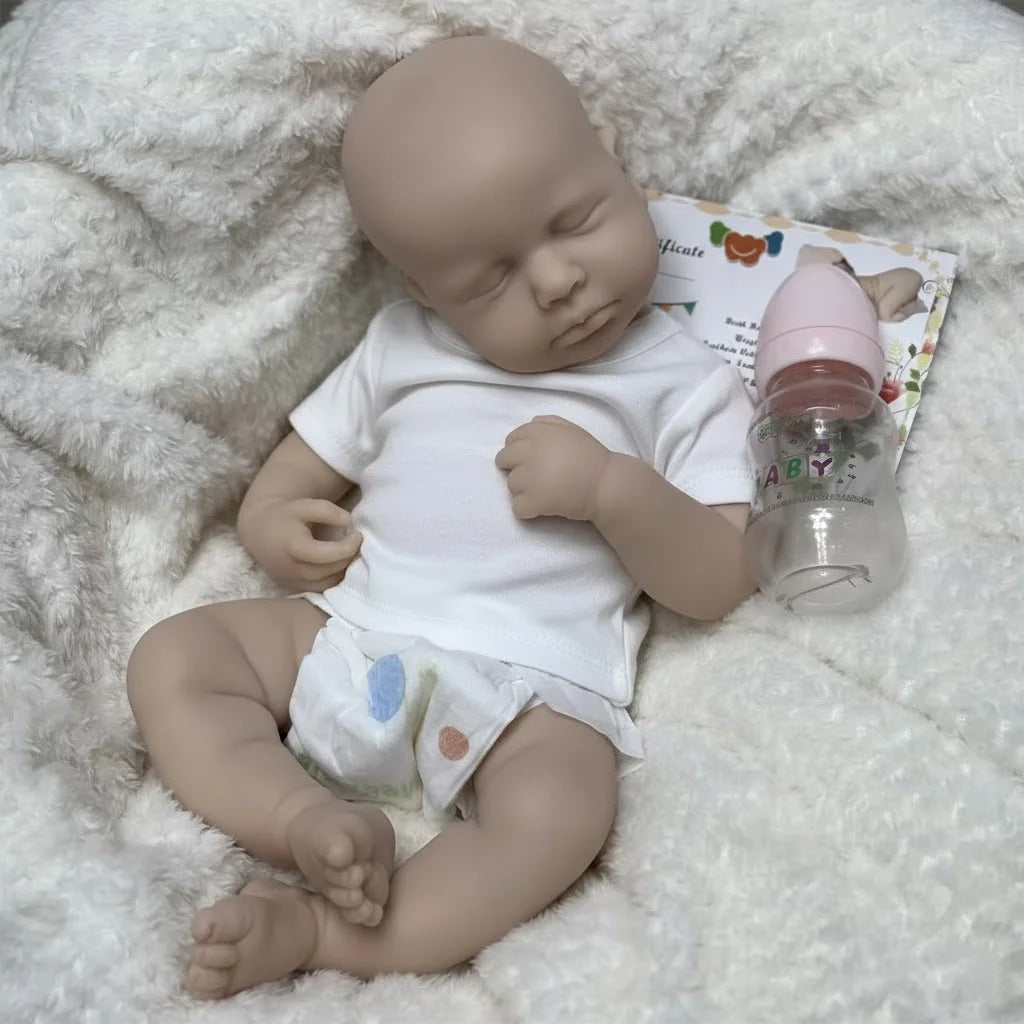 18Inch Can Open Mouth LouLou bebe reborn de silicona Girla Doll With Painted Bald Soft Corpo De Silicone Doll For Kids Gift