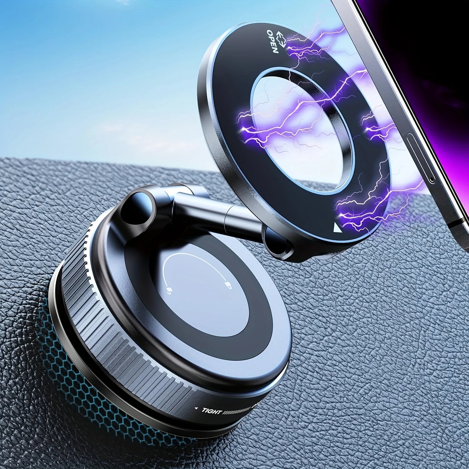 Vacuum Magnetic Suction Cup Phone Mount for Car/Gym/Mirrora/Smooth Surface/Bathroom Mirror,360° AdjustablePhoneHolderfor iPhone. - Shoppiline