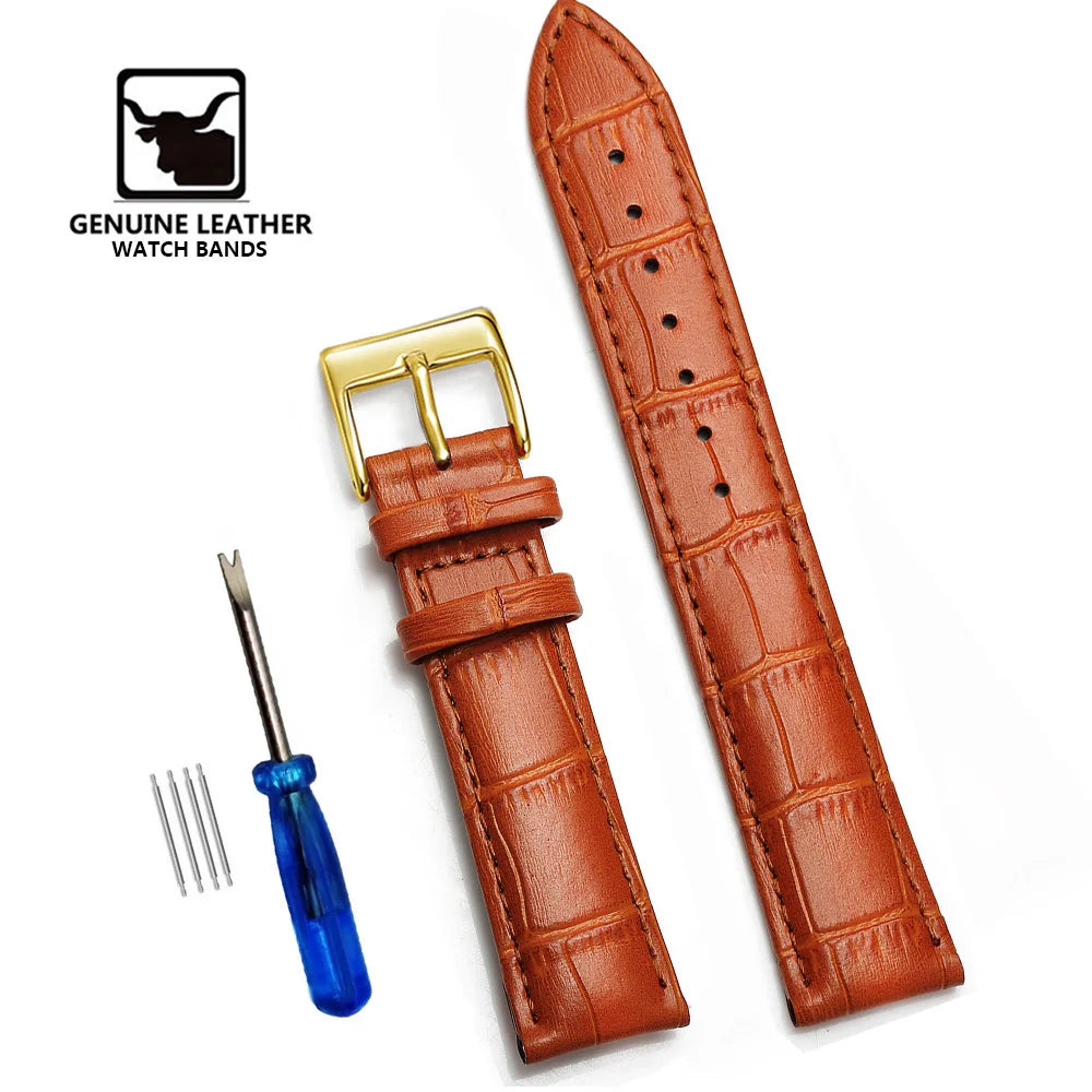 Premium Genuine Leather Watchbands 12/14/16/18/19/20/21/22/24 mm Watch Band Strap High Quality Wrist Belt Bracelet + Tool