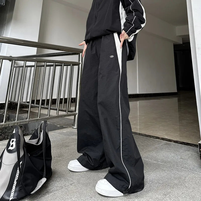 Damen lässige Jogginghosen Mode Streetwear Übergroße Sport-Weite Beinhosen Hip Hop Y2k Sweatpants High Waist Baggy Hosen