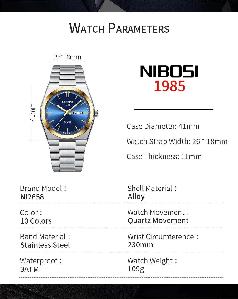 NIBOSI Luxury Watch For Man Waterproof Luminous Date Week Stainless Steel Men Watch Casual Quartz Men's Watches Male Clock+box
