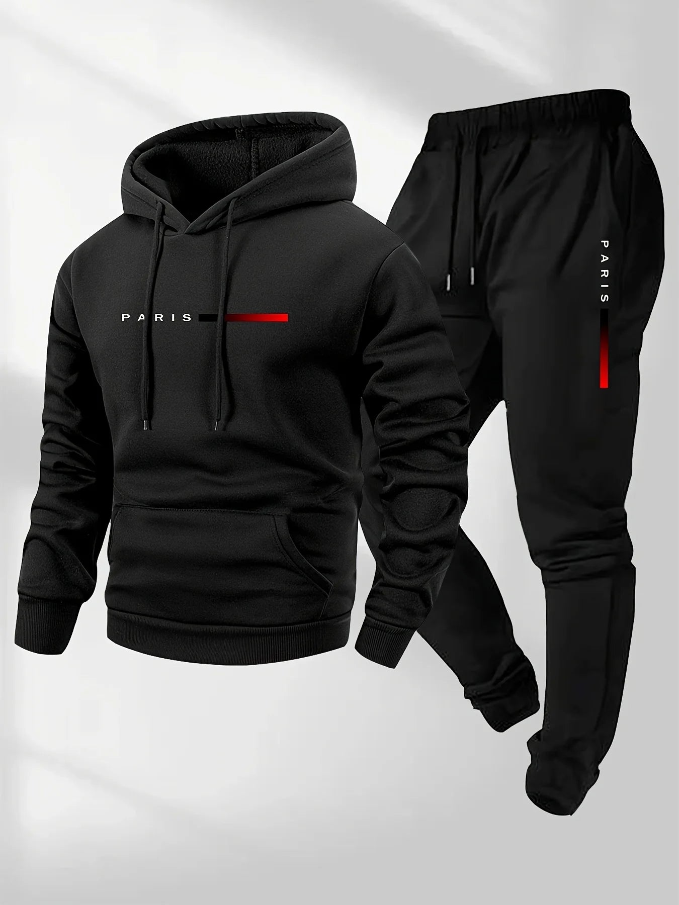 PARIS Buchstaben-Print Sweatshirt Anzug Herren Fleece Hoodie Hose Set Frühling Herbst Winter Warm Lässiger Sport Pullover Hosen Sets