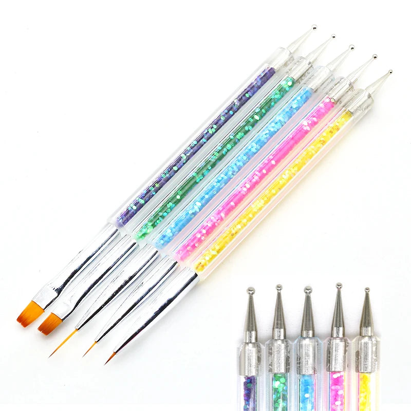 5/20 Stk. Nagelkunst Pinsel Design Spitzen Malen Zeichnen Schnitzen Dotting Pen Flachfächer Liner Acryl Gel UV Politur Maniküre Werkzeuge