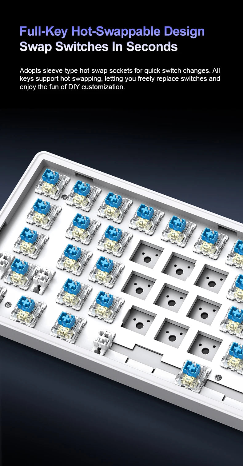 APAYADO A68 Wired Mechanical Keyboard RGB Backlight,Fully Hot-Swappable Keys,ABS Keycaps,68-Key Keyboard for Gaming/Office Use