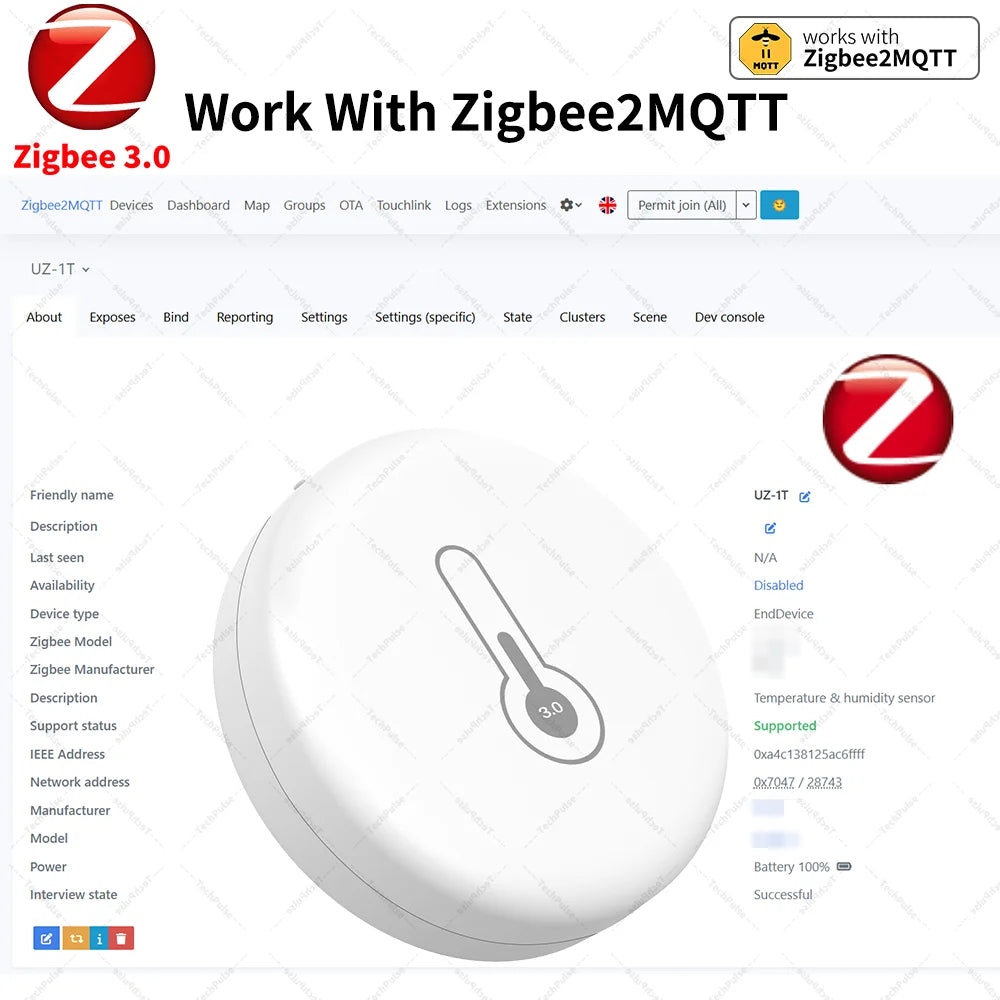Zigbee Sensor Temperature Humidity Sensor Zigbee Hub Required workwith HA Home Assistant Alexa Yandex ZHA Zigbee2MQTT