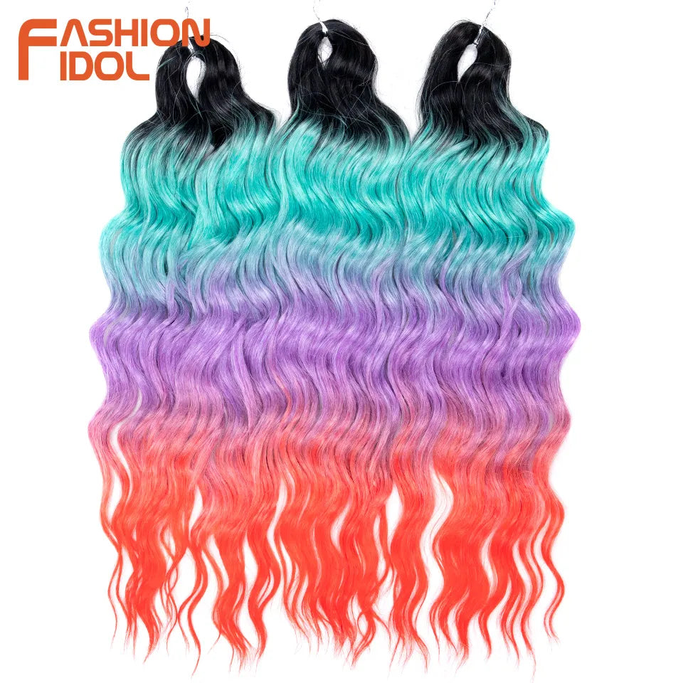 Anna Hair Extensions synthétiques de tresses Loose Deep Wave 24 pouces, cheveux tressés ondulés, cheveux bouclés torsadés au crochet Ombré Blond