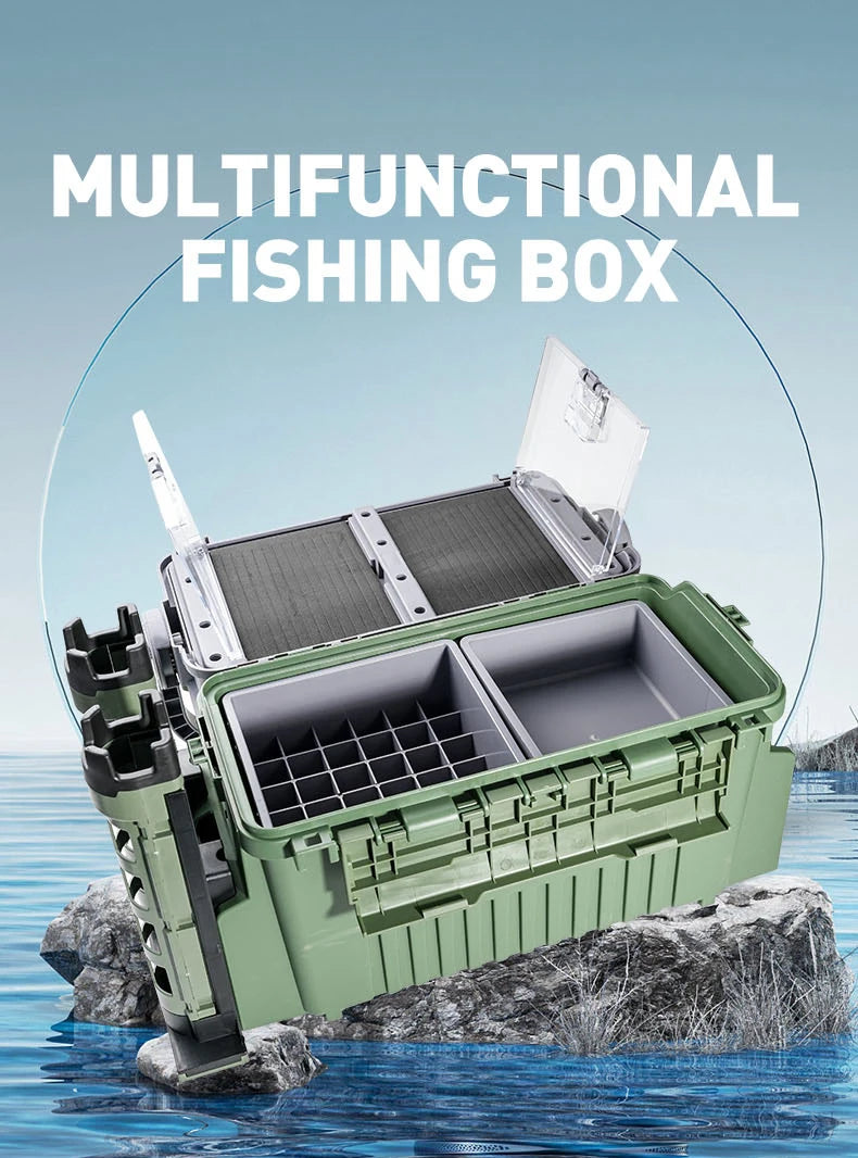 Large Fishing Tackle Box Multifunction Capacity Stand Rod Holder Cup Holder High Quality Plastic Egi Box Fishing Box - Shoppiline