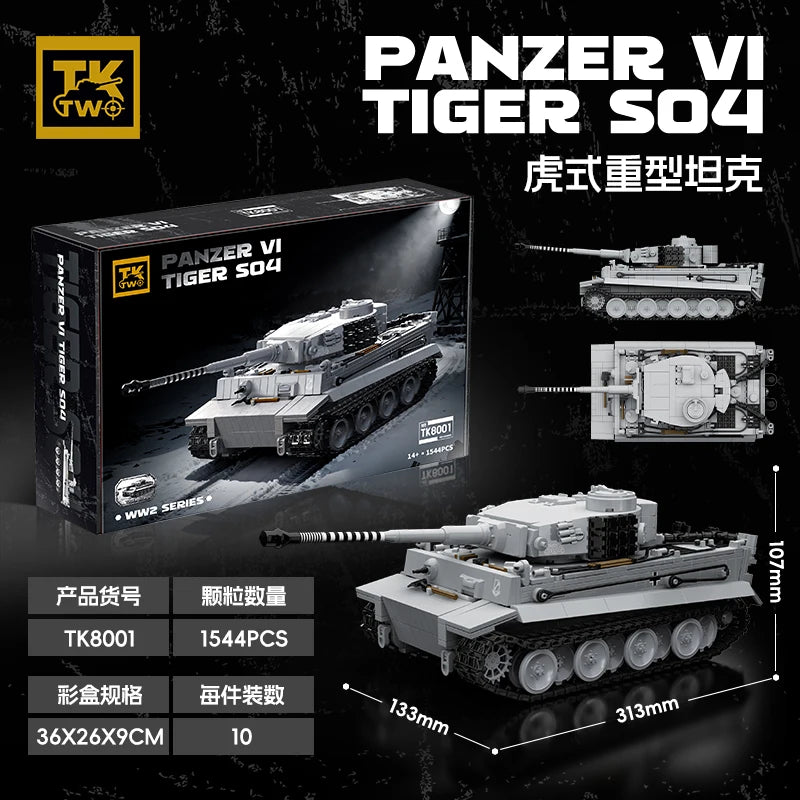 1544 Teile WWII Deutsche Armee PANZER VI TIGER SO4 Panzer Zweiter Weltkrieg Bausteine Steine Sammlermodell Lernspielzeug Geschenke