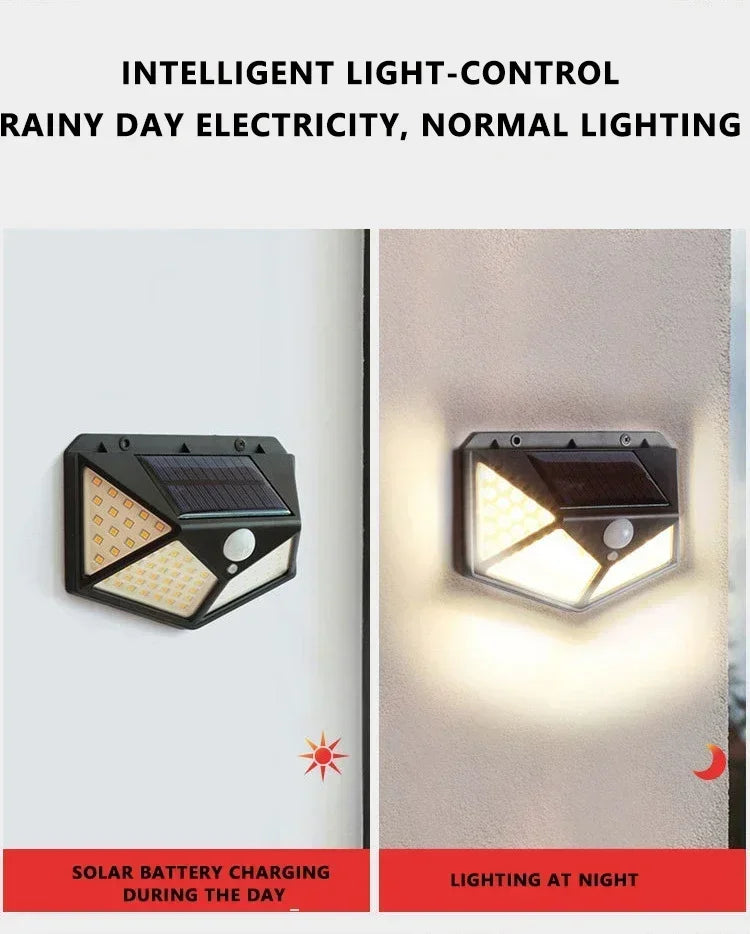 Solar Lights Outdoor Wall Lamp PIR Motion Sensor 100LED Solar Powered Sunlight Street Light for Garden Courtyard 1/2/4Pcs