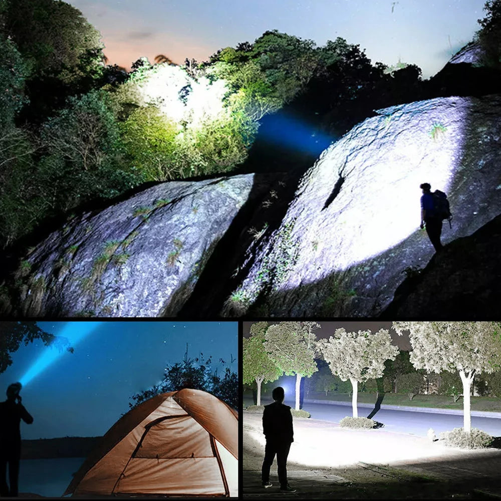 1x Wiederaufladbare Stirnlampe, Tragbare 5LED Scheinwerfer-Taschenlampe, Tragbare Arbeitsleuchte, Angeln Camping Stirnlampe für Reisen, Camping