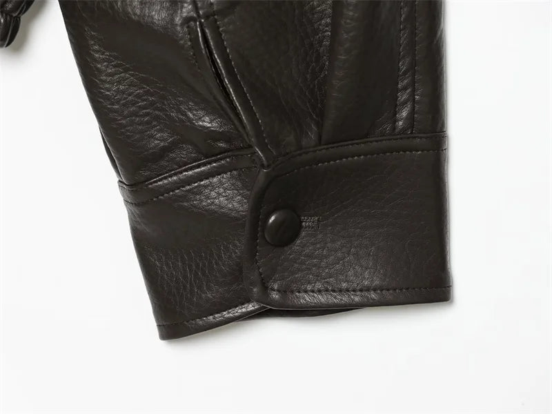Women's Faux leather Jacket New Fashion Long Sleeve Versatile Jacket Personality Chic Women Coat Autumn Winter Ladies Outerwear