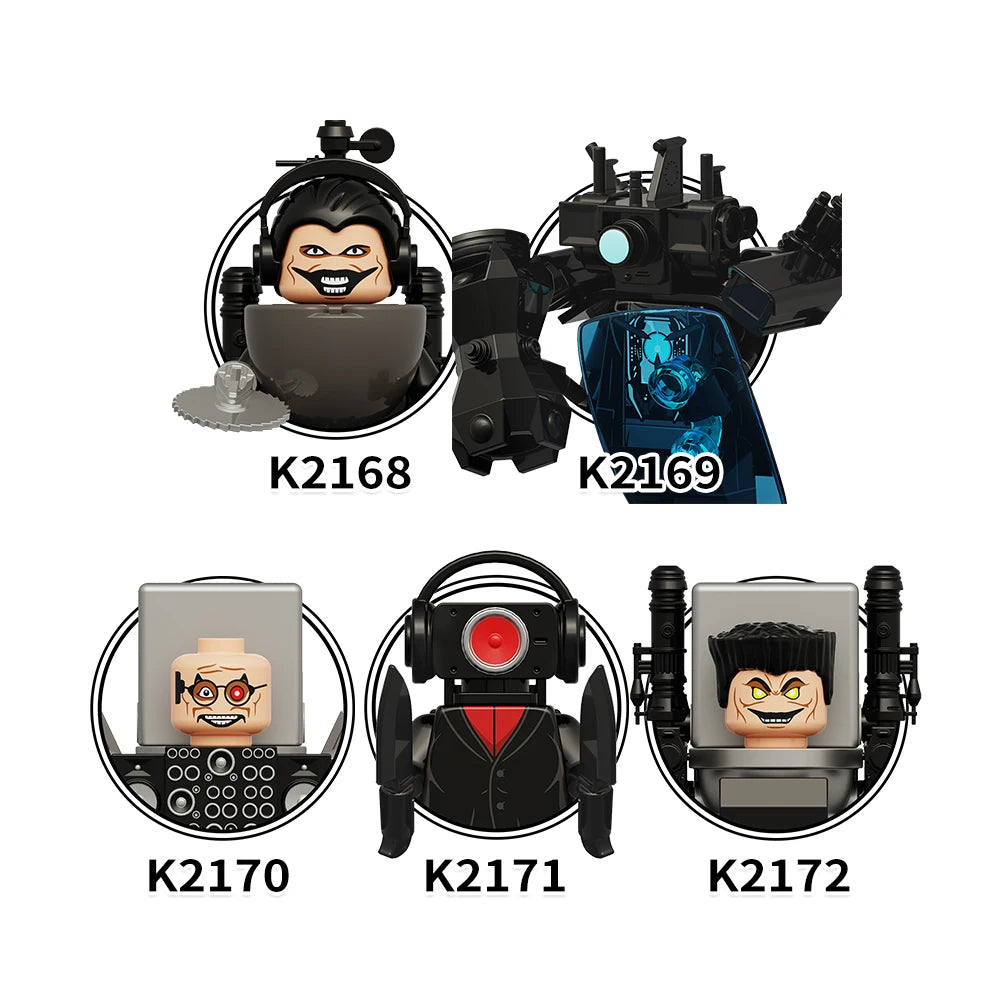 MOOXI Actionfiguren Teile Set MOC Steine Skibidi Toilet Man DIY Baustein Lernspielzeug für Kinder Figuren Geburtstagsgeschenk