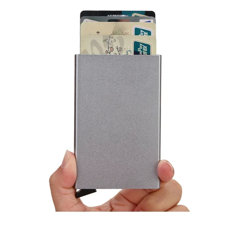 Small and Practical Pop Up Minimalist Smart Wallet Thin Slim RFID Credit Card Holder for Men Women Metal Purse Mini Wallets