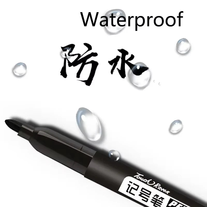 6 Marqueurs permanents pour le dessin Manga Noir Bleu Rouge Encre imperméable Stylos de croquis Fournitures scolaires d'art de papeterie