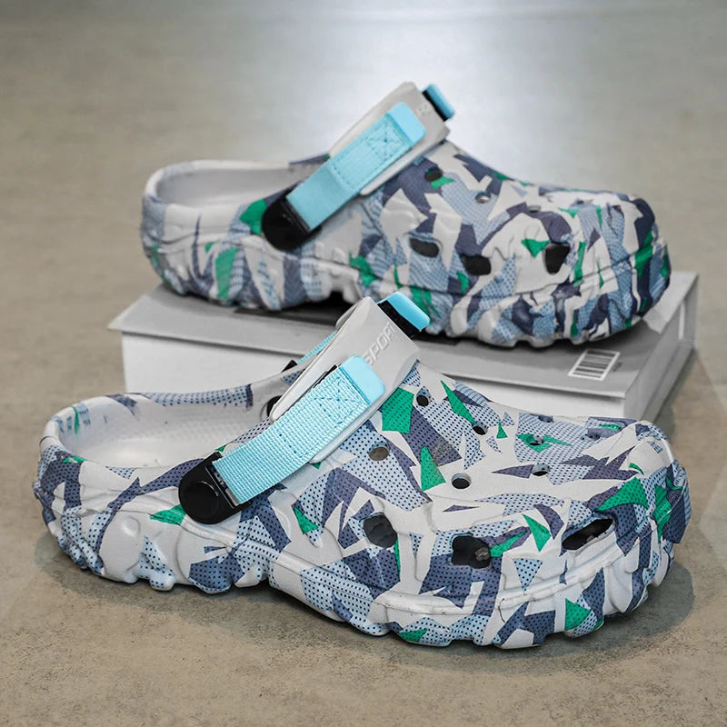 New Men's Clogs Slippers Sandal Male Garden Shoes Flat Camouflage Sandals Male Sneakers Outdoor Flip Flops Home Clogs - Shoppiline