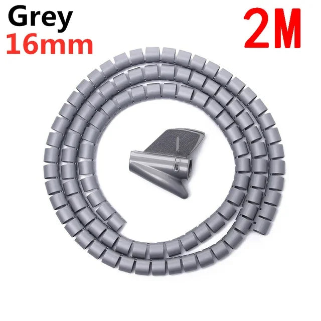 1/2M Organisateur de câbles flexible en spirale Serre-câbles Rangement Tuyau Protection de cordon Gestion des câbles Enrouleur de câbles de bureau Rangement d'accessoires Outils