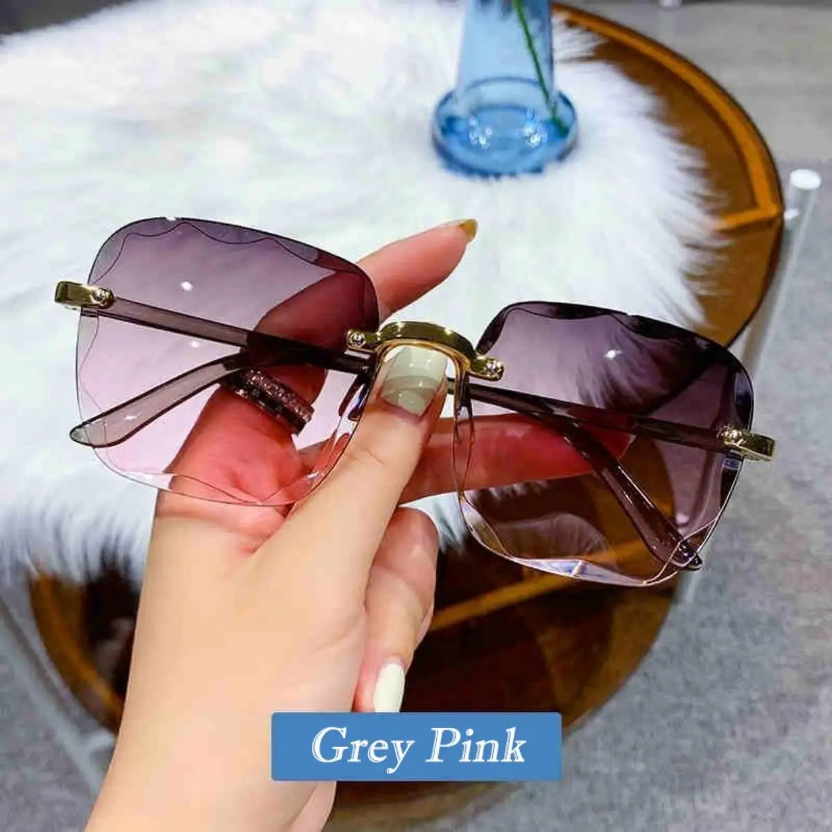 Frameless Sunglasses Y2K Gradient Fashion Korean Hip Pop Anti Ultraviolet Elegant Luxury Outdoor Travel Eyewear Women Unisex