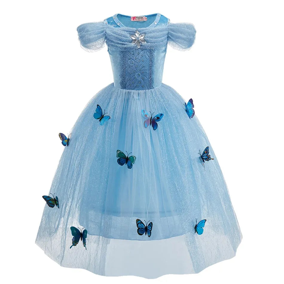 Kids Cinderella Costume Princess Dress for Girls Children Rapunzel Snow White Belle Jasmine Elsa Aurora Cosplay Carnival Dresses
