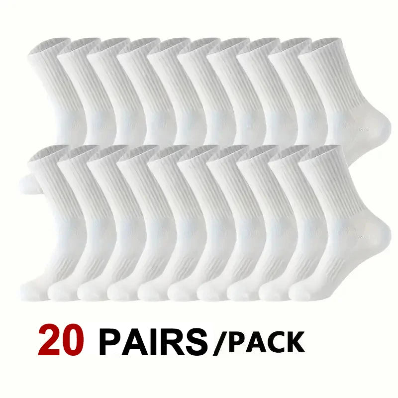 5/10/20 Pairs Neutral Solid Color Round Neck Socks Spring Summer Sweat Absorbing Breathable Comfortable All-season Sports Socks