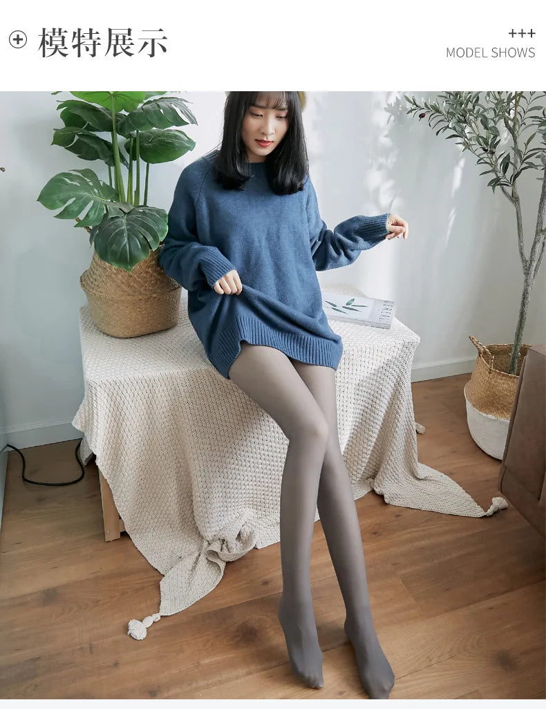Collants Thermiques Femme Doublés Polaire Collants Hiver Chauds Sexys Collants Opaques Translucides Amincissants Épais Collants Élastiques en Velours Fins