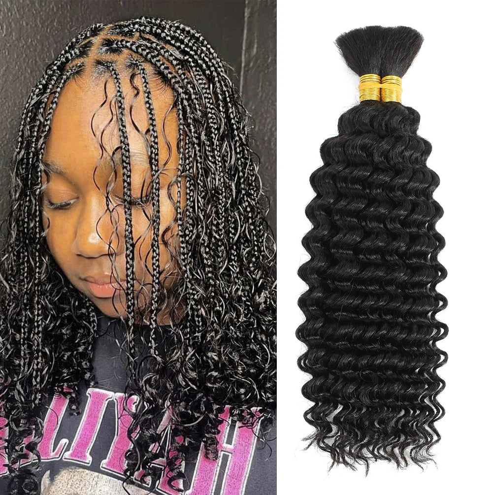 2 paquets de cheveux humains pour tresses bohèmes, 14 pouces 100G 10A, cheveux brésiliens vierges ondulés en vrac pour tresser