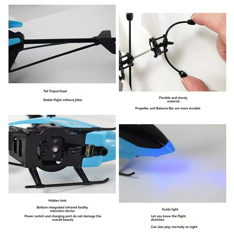 Rechargeable Mini Remote Control Helicopter Wireless Remote Control Infrared Induction Aircraft Children's Toy Aircraft Model