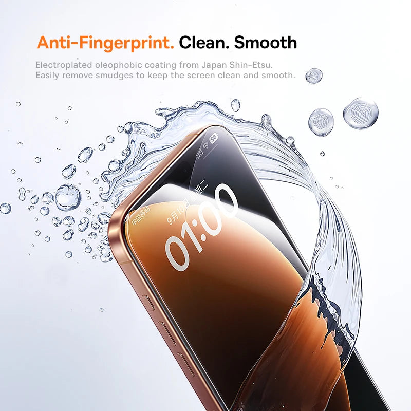 Baseus Tempered Glass for iPhone 17 16 15 14 13 12 Pro Max Screen Protector HD With Cleaning Kit Anti Peeping Dust-proof Glass - Shoppiline