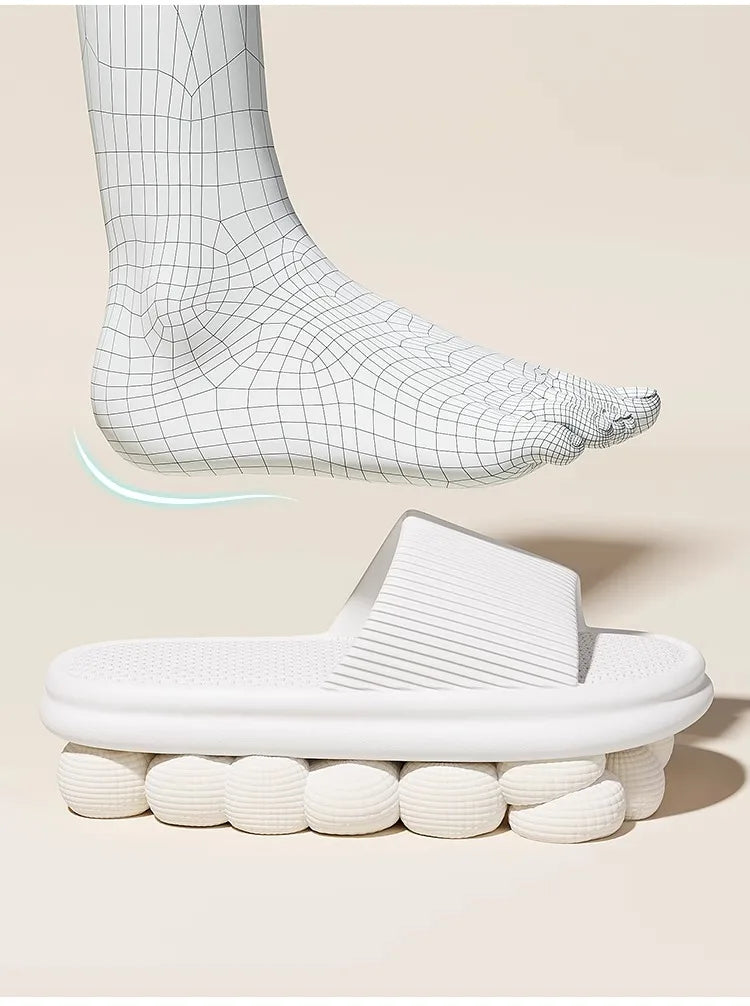 Summer Lovely Solid Color Home Slippers For Women Men Non-slip EVA Bathroom Slides Females Concise Light Sandals Couples Shoes