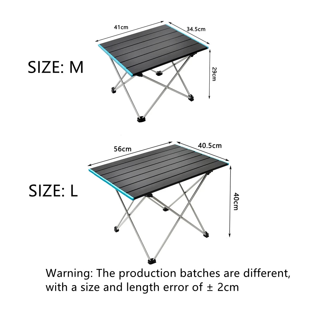 Table de camping pliante portable ultralégère, bureau de dîner extérieur pliable en alliage d'aluminium haute résistance pour fête de jardin, pique-nique, barbecue