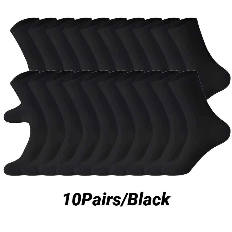 5/10Pairs Neutral Round Neck Socks Spring Summer Sweat Absorbing Breathable Comfortable All-Season Sports Men's High Classic