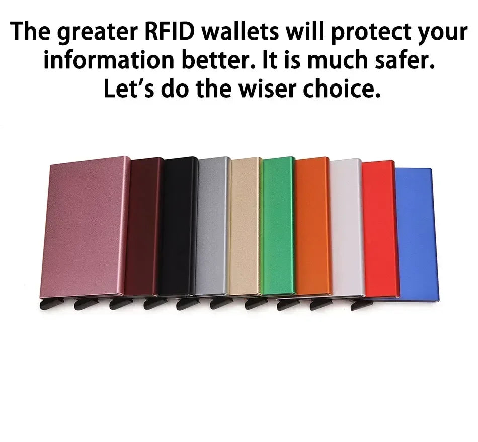 Small and Practical Pop Up Minimalist Smart Wallet Thin Slim RFID Credit Card Holder for Men Women Metal Purse Mini Wallets