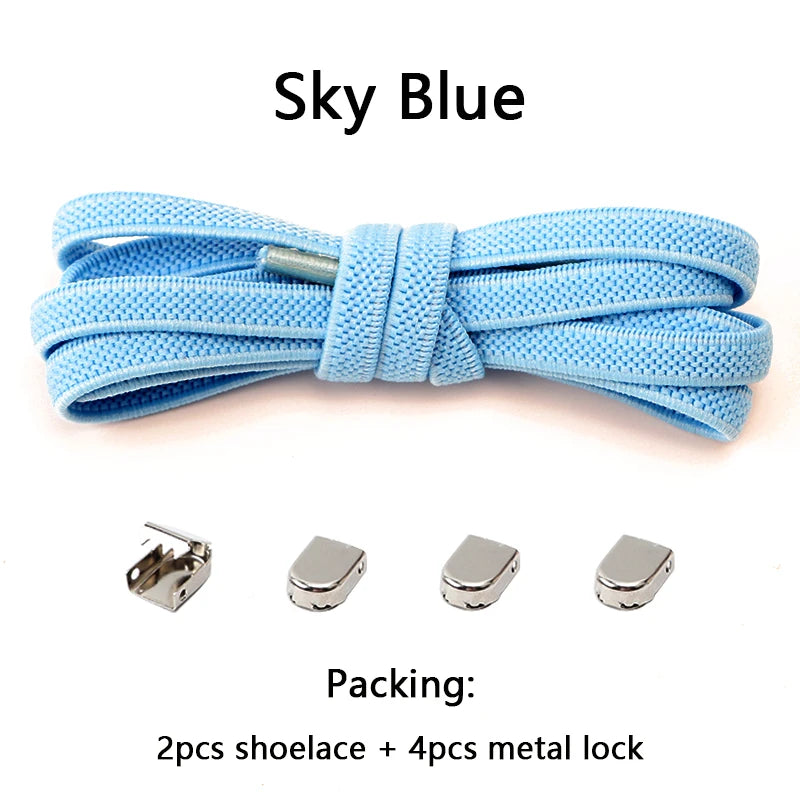 1 Paar Schnürsenkel ohne Binden, Metallschnallen, elastisch für Sneaker, Einheitsgröße für Erwachsene und Kinder, Schnell-Schnürsenkel, Lazy Sport Gummischnürsenkel