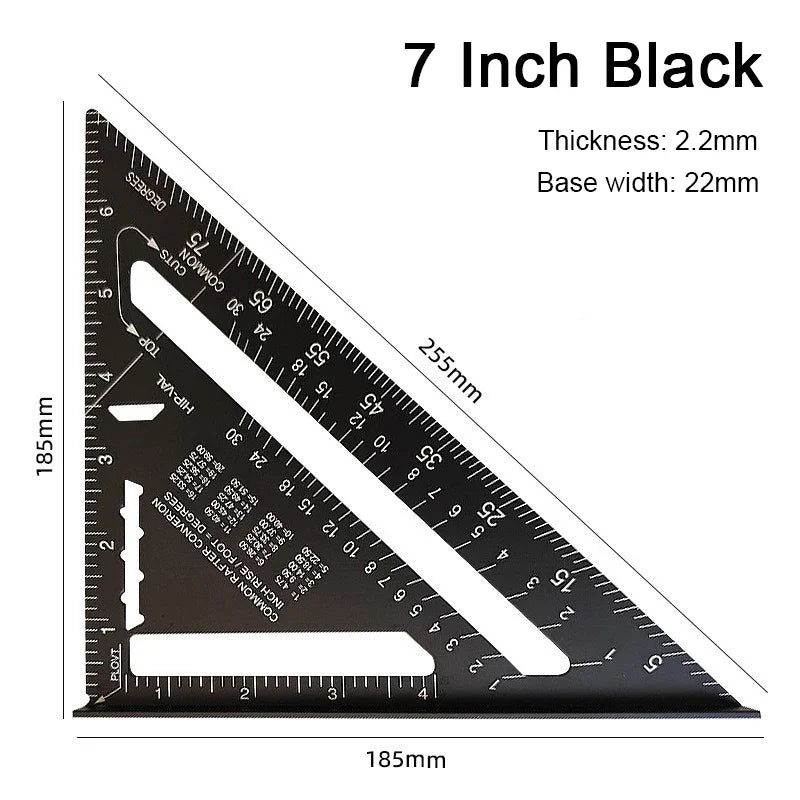 7 Inch Aluminum Alloy Speed Square, Dual Inch/Metric Angle Ruler for Woodworking & Carpentry