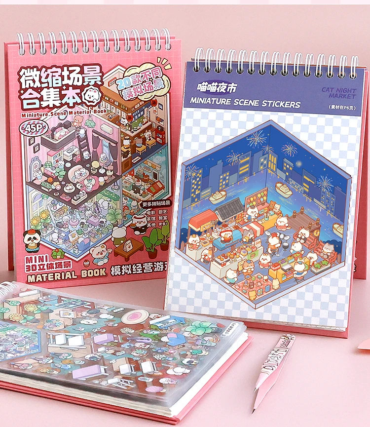 20Pcs 20in1 3D Cartoon Sticker Book | DIY Scenes Creative Gift for Kids, Portable Sticker Album for Birthday Christmas Crafts