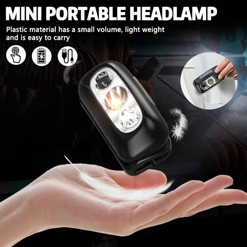 Strong Light Headlamp Portable LED Sensor Headlamp USB Rechargeable Head Flashlight Outdoor Camping Fishing Emergency Lantern