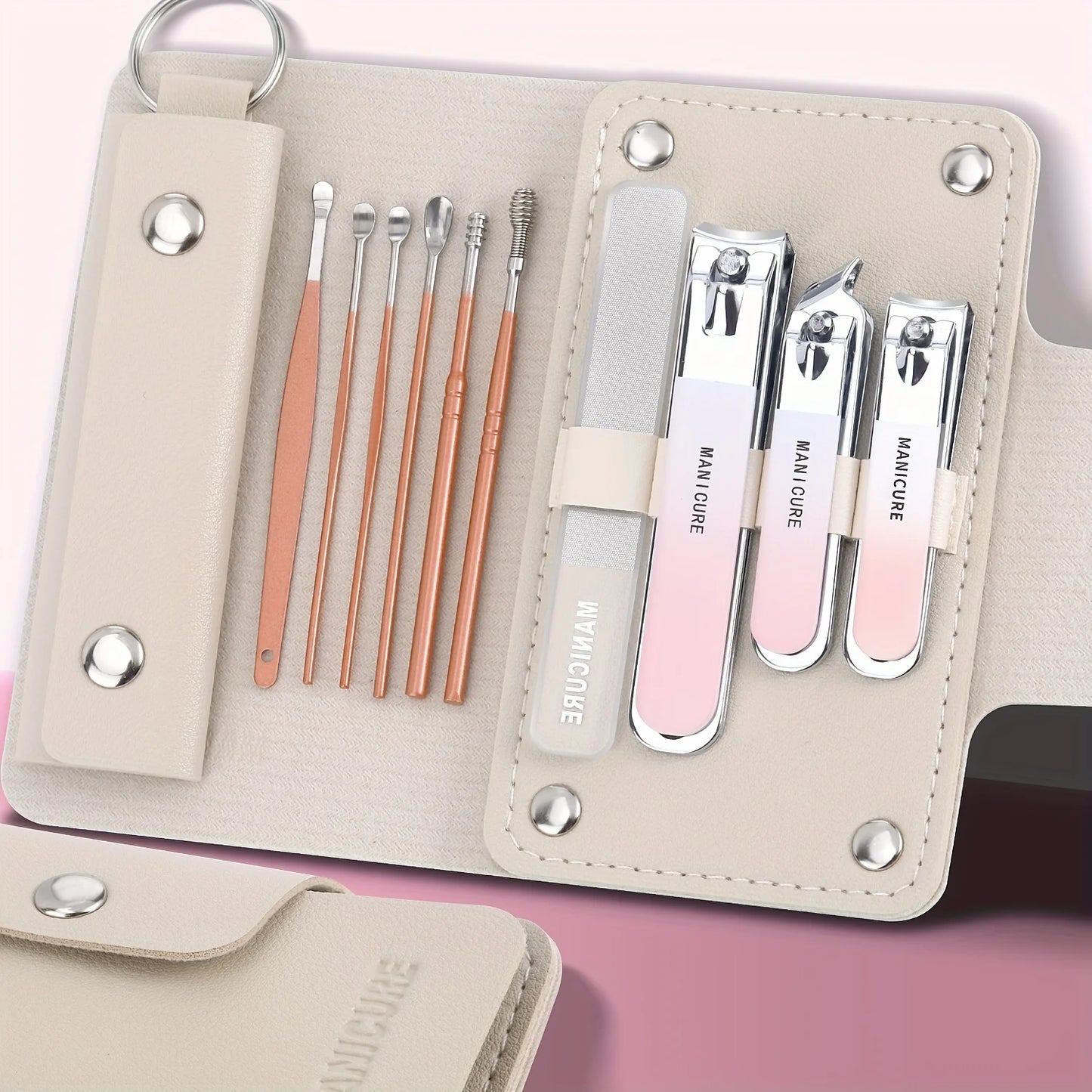 Ouriner 6-18tlg. Tragbare Maniküre-Sets Pediküre-Sets Glänzendes Schwarzes Nagelknipser-Set Persönliche Pflege Werkzeuge Augenbrauenschere