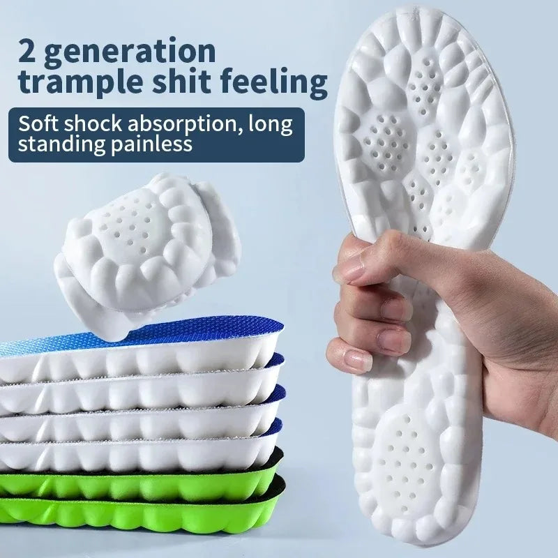 Latex Sport Insoles Soft High Elasticity Shoe Pads Breathable Shock Absorption Cushion Running Insert Men Women