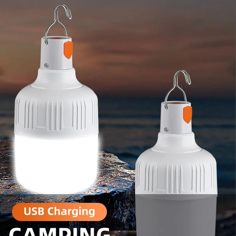 USB Rechargeable LED Bulb with Hook Portable Emergency Light for Outdoor Camping Fishing Hiking Security