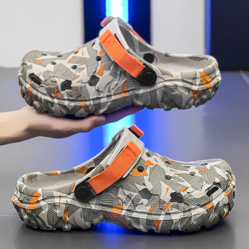 New Men's Clogs Slippers Sandal Male Garden Shoes Flat Camouflage Sandals Male Sneakers Outdoor Flip Flops Home Clogs - Shoppiline