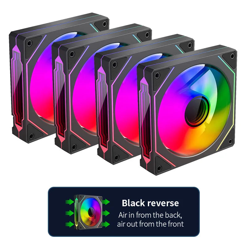 Teucer Infinite Mirror 120mm 5V 3Pin ARGB PC Case FAN 12V 4Pin PWM 800-2000RPM 12cm Chassis CPU Water Cooling Ventilator