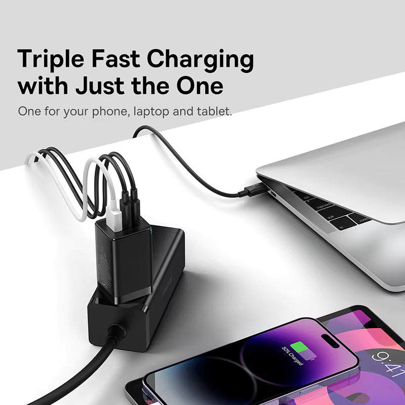 Baseus 65W GaN Charger Quick Charge Type C PD QC Charger USB Charger Portable Fast Charger For Laptop iPhone 17 16 15 14 13 Pro - Shoppiline