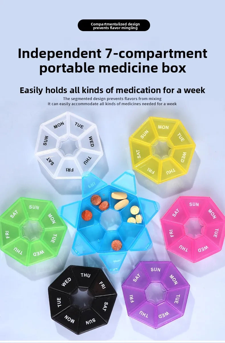 7 Compartments Weekly Pill Organizer Portable Plastic Mini 7 Day Medicine Box Small Pill Case Bulk