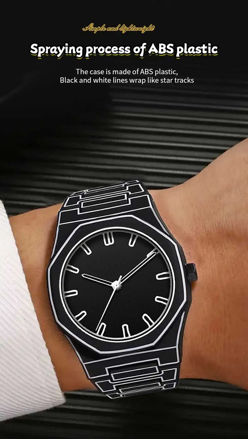 2025 Neue kreative Herren-Silikonuhr VA VA VOOM Marke Quarzuhrwerk Kreative Linien Freizeit Outdoor Sport Schwarz Armbanduhren
