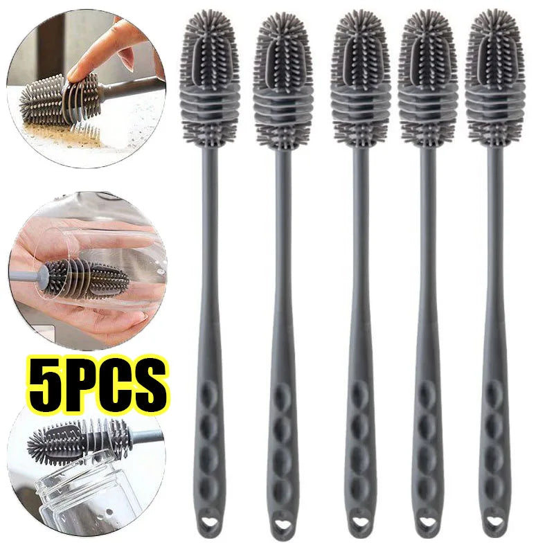 Bottle Brush Insulation Cup Washing No Deadend Long Handled Silicone Cleaning Brush Household Multifunctional Cleaning Tools