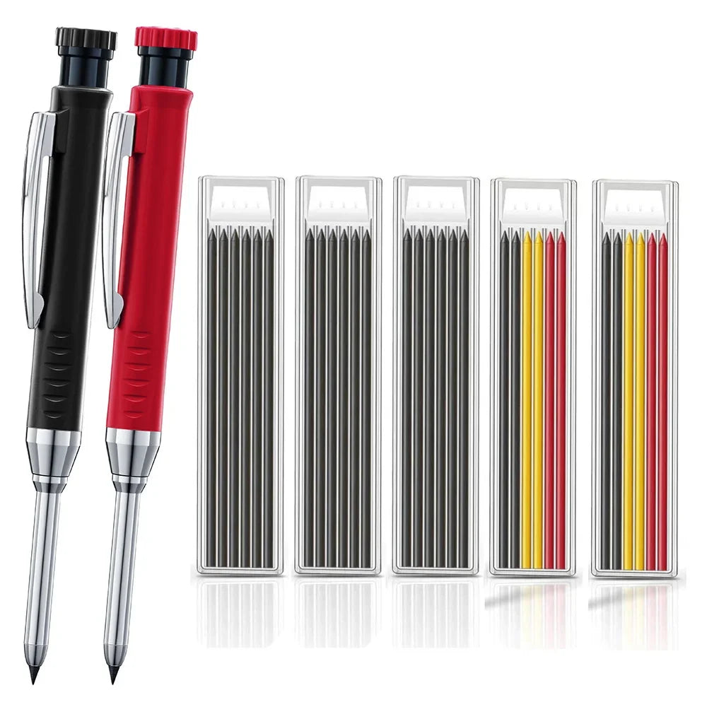 Woodworking Mechanical Pencil Set, Deep Hole Marking and Drawing, 2.8mm Reliable and Durable Lead, for Carpenters Engineering